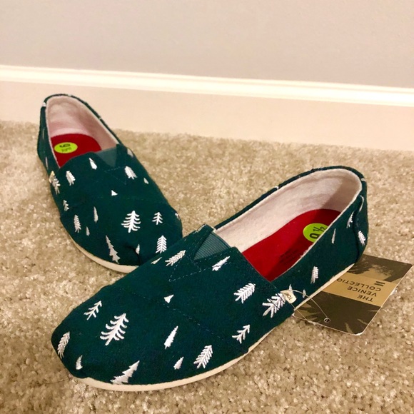 TOMS Spruce Felt With Embroidered Trees Flats - Picture 3 of 5